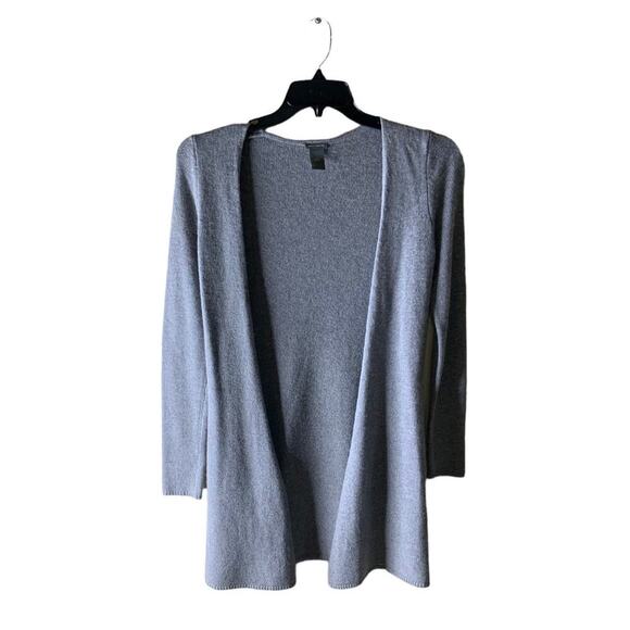 Ann Taylor Wool Cashmere Cardigan Sweater Womens Small Open Front Knitted Gray - Picture 1 of 11